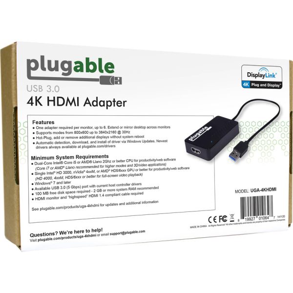 Plugable USB 3.0 to HDMI 4K DisplayLink Video Graphics Adapter for Multiple Monitors up to 3840x2160 - Image 4