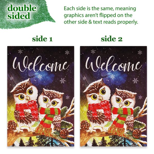 G128 Combo Pack: Garden Flag Stand Black 36 in x 16 in & Garden Flag Winter Decoration Cozy Owls with Scarves 12"x18" Double-Sided Blockout Fabric - Image 5