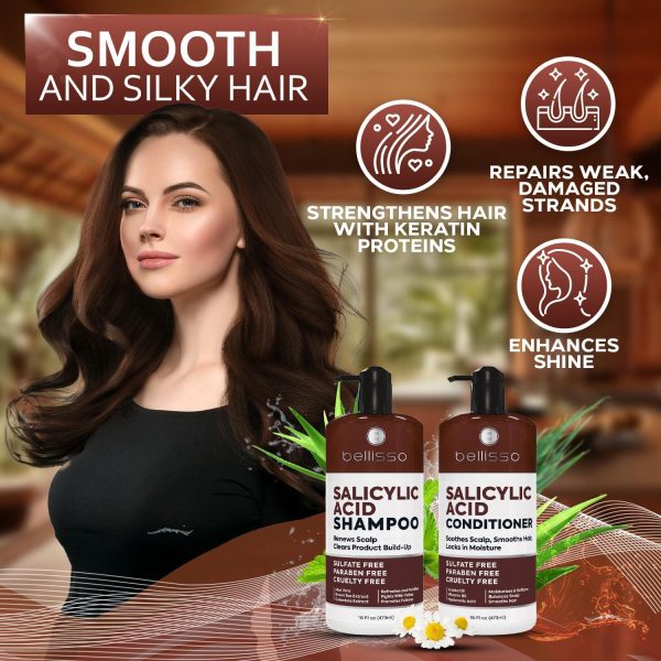 Salicylic Acid Shampoo and Conditioner Set   Scalp Exfoliator Formula for Flakes   Anti Dandruff and Itch Relief for Women and Men   Sulfate and Paraben Free   For Dry Flaky Itchy and Oily Hair - Image 4