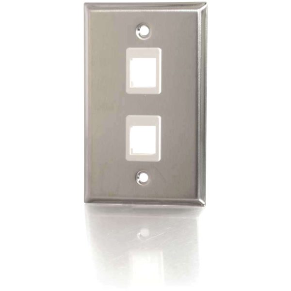 C2G 2-Port Single Gang Multimedia Keystone Wall Plate - Stainless Steel - Image 2