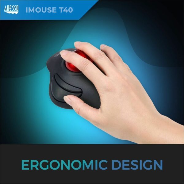 Adesso iMouse T40 - Wireless Programmable Ergonomic Trackball Mouse - Image 2