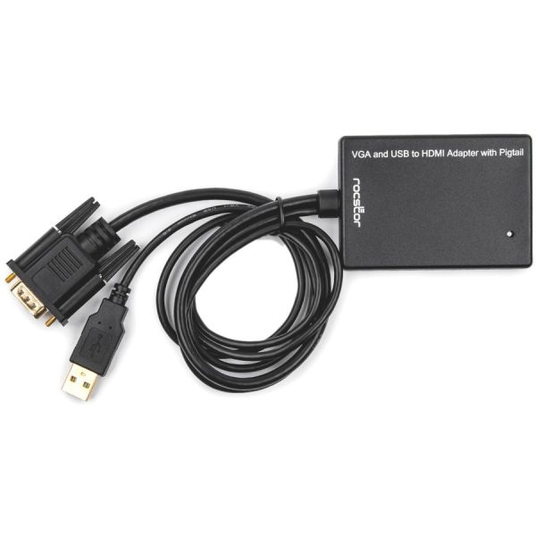 Rocstor Premium VGA to HDMI Adapter with USB Audio 3.5mm & Power - Portable VGA to HDMI Converter - 1080p - HDMI/USB/VGA for Video Device - 1 Pack - 1 x HD-15 Male VGA, 1 x Type A Male USB - 1 x HDMI Female Digital Video - 1 x Audio 3.5mm Male - Black - Converter W/ USB Power & PC Audio - Image 4