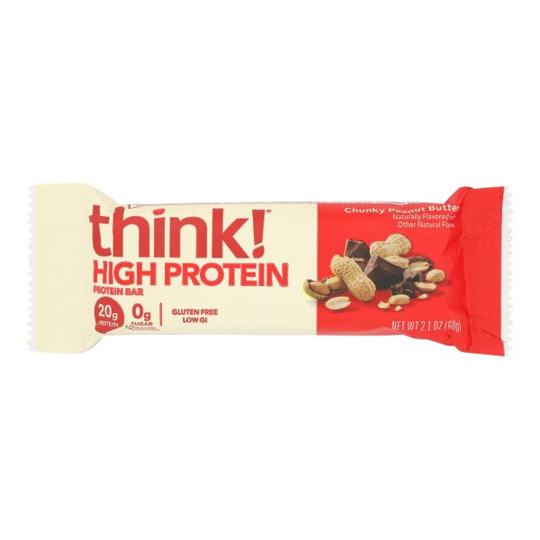 Think Products Thin Bar - Chunky Peanut Butter - Case of 10 - 2.1 oz - Image 2