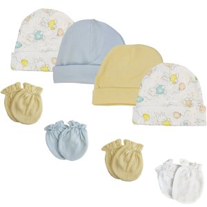 Boys Baby Caps And Mittens (pack Of 8) Nc_0261