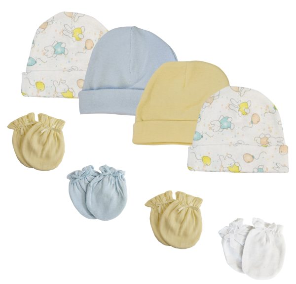 Boys Baby Caps And Mittens (pack Of 8) Nc_0261