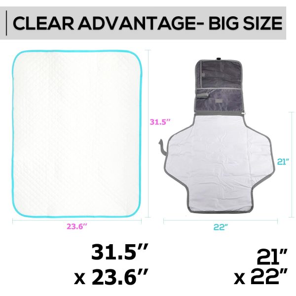 Portable Changing Pad for Home & Travel – Waterproof Reusable Extra Large Size 31.5 x23.6'' Baby Changing Mat with Reinforced Double Seams   Change Diaper On The Go   Unisex Boys&Girls - Image 3