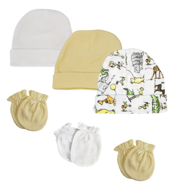 Baby Boy, Baby Girl, Unisex Infant Caps And Mittens (pack Of 6) Nc_0302