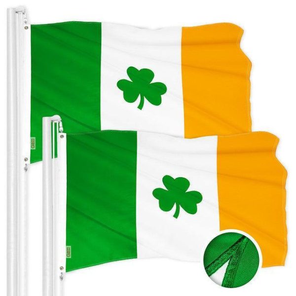 Ireland SHAMROCK Irish Flag 3x5 Ft 2-Pack Embroidered Polyester By G128
