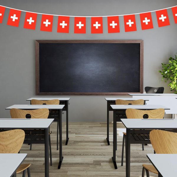 G128 Switzerland Swiss Bunting Banner | Flag 8.2 x 5.5 Inch, Full String 33 Feet | Printed 150D Polyester, Decorations For Bar, School, Festival Events Celebration - Image 4