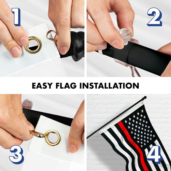 G128 - 6 Feet Tangle Free Spinning Flagpole (Black) Thin Red Line Flag Brass Grommets Spun Polyester 3x5 ft (Flag Included) Aluminum Flag Pole - Image 7