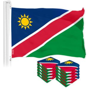 G128 10 Pack: Namibia Namibian Flag | 3x5 Ft | LiteWeave Pro Series Printed 150D Polyester | Country Flag, Indoor/Outdoor, Vibrant Colors, Brass Grommets, Thicker and More Durable Than 100D 75D Poly