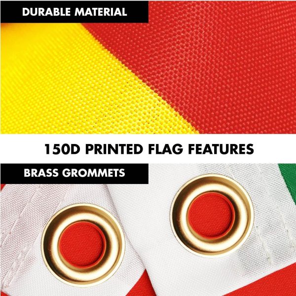 G128 Combo Pack: 6 Ft Tangle Free Spinning Flagpole (Silver) & Bolivia Flag 3x5 Ft Printed 150D Polyester, Brass Grommets (Flag Included) Aluminum Flag Pole - Image 4