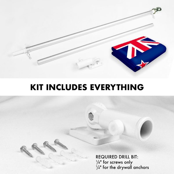 G128 Combo Pack: 6 Feet Tangle Free Spinning Flagpole (Silver) New Zealand New Zealander Flag 3x5 ft Printed 150D Brass Grommets (Flag Included) Aluminum Flag Pole - Image 2