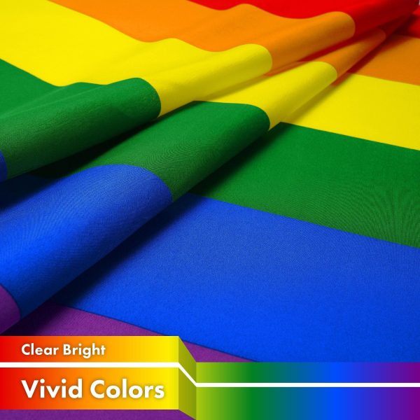 G128 Combo Pack: American USA Flag 3x5 Ft & LGBT Rainbow Pride Flag 3x5 Ft | Both LiteWeave Pro Series Printed 150D Polyester, Brass Grommets - Image 4