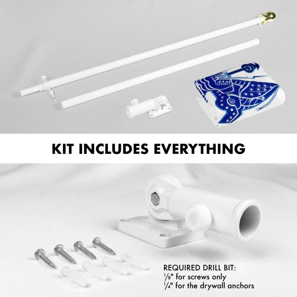G128 - 5 Feet Tangle Free Spinning Flagpole (White) US Army Flag Double Sided Brass Grommets Embroidered 2x3 ft (Flag Included) Aluminum Flag Pole - Image 2