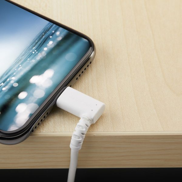 StarTech.com 1m USB A to Lightning Cable iPhone iPad Durable Right Angled 90 Degree White Charger Cord w/Aramid Fiber Apple MFI Certified - Image 3