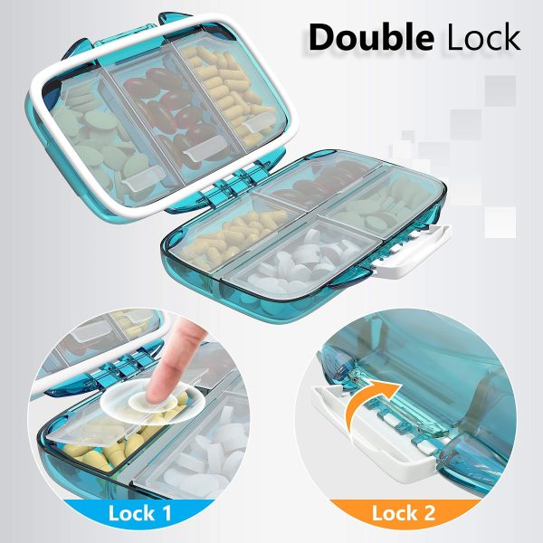 Travel Pill Organizer   Moisture Proof Pill Holder Daily Medicine Organizer Box Small Pill Case for Vitamin Supplement Pocket Pharmacy with Labels Pill Box For Purse Cute Pill Container 7 Compartments - Image 3