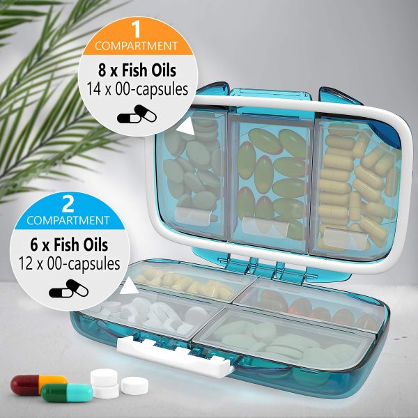 Travel Pill Organizer   Moisture Proof Pill Holder Daily Medicine Organizer Box Small Pill Case for Vitamin Supplement Pocket Pharmacy with Labels Pill Box For Purse Cute Pill Container 7 Compartments - Image 4
