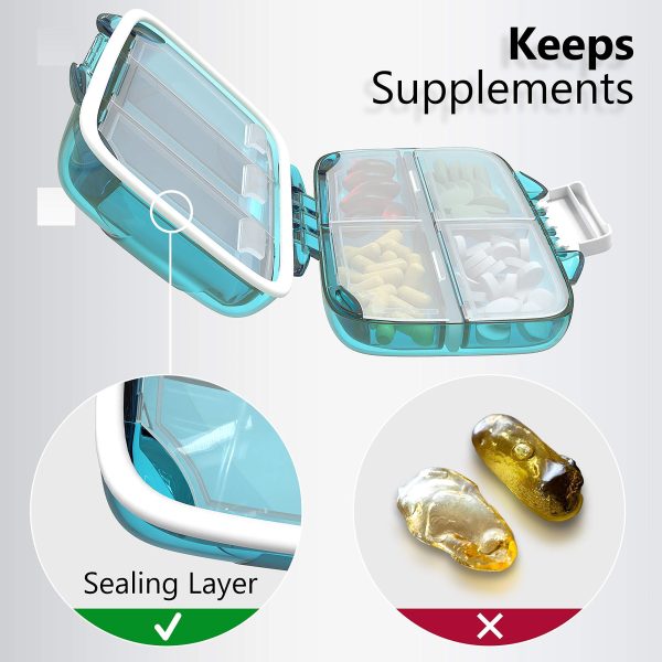 Travel Pill Organizer   Moisture Proof Pill Holder Daily Medicine Organizer Box Small Pill Case for Vitamin Supplement Pocket Pharmacy with Labels Pill Box For Purse Cute Pill Container 7 Compartments - Image 5