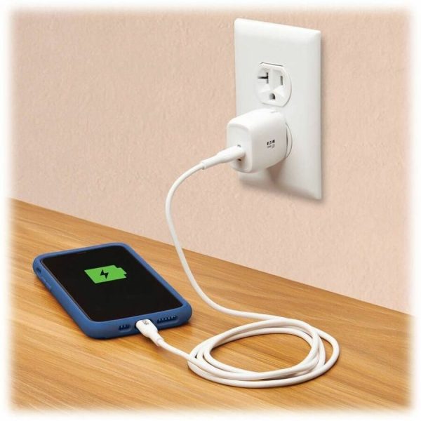 Eaton Tripp Lite Series Compact USB-C Wall Charger with USB-C to Lightning Cable - 18W PD Charging, GaN Technology, White - Image 2