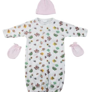 Gown, Cap And Mittens - 3 Pc Set Cs_0050