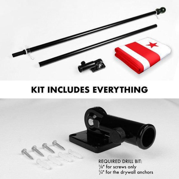 G128 Combo Pack: 6 Feet Tangle Free Spinning Flagpole (Black) Washington DC Capital Flag 3x5 ft Printed 150D Brass Grommets (Flag Included) Aluminum Flag Pole - Image 2