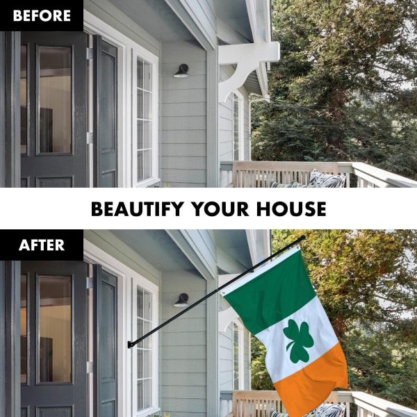 G128 - 6 Feet Tangle Free Spinning Flagpole (Black) Ireland SHAMROCK Brass Grommets Printed 3x5 ft (Flag Included) Aluminum Flag Pole - Image 3