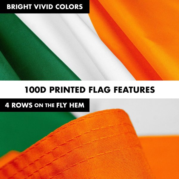 G128 - 6 Feet Tangle Free Spinning Flagpole (Black) Ireland SHAMROCK Brass Grommets Printed 3x5 ft (Flag Included) Aluminum Flag Pole - Image 5