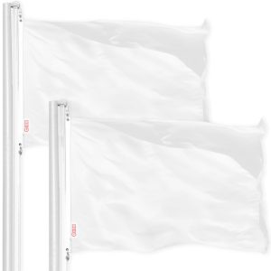 G128 2 Pack: Solid White Color Flag | 2.5x4 Ft | LiteWeave Pro Series Printed 150D Polyester | Indoor/Outdoor, Vibrant Colors, Brass Grommets, Thicker and More Durable Than 100D 75D Polyester