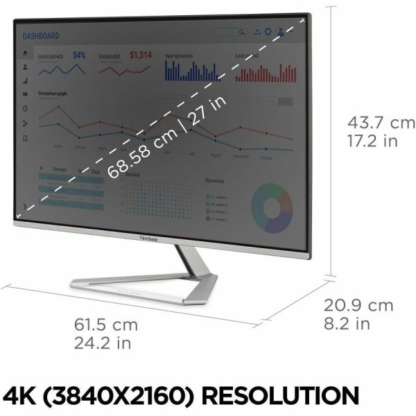 ViewSonic VX2776-4K-MHDU 27 Inch 4K UHD IPS Monitor, 65W USB C, HDR10 Content Support, Thin Bezels, HDMI and DisplayPort - Image 7