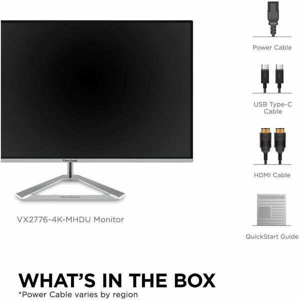 ViewSonic VX2776-4K-MHDU 27 Inch 4K UHD IPS Monitor, 65W USB C, HDR10 Content Support, Thin Bezels, HDMI and DisplayPort - Image 9
