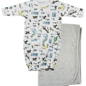 Print Infant Gown And Recieving Blanket Cs_0093