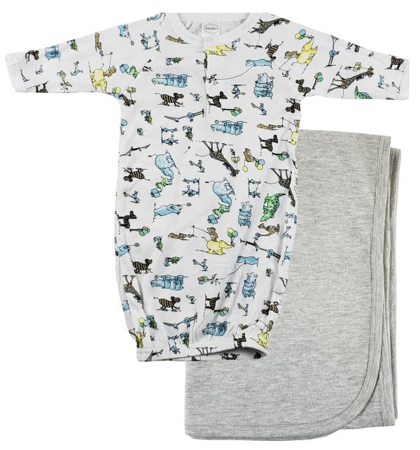 Print Infant Gown And Recieving Blanket Cs_0093