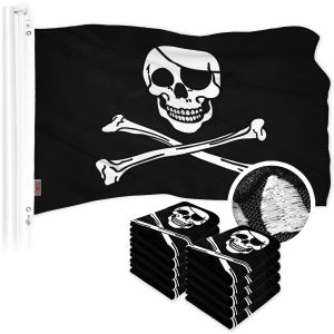 G128 10 Pack: Pirate Jolly Roger Bones Flag | 20x30 In | ToughWeave Series Embroidered 300D Polyester | Novelty Flag, Embroidered Design, Indoor/Outdoor, Brass Grommets