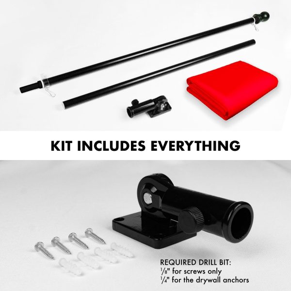 G128 Combo Pack: 6 Feet Tangle Free Spinning Flagpole (Black) Solid Red Flag 3x5 ft Printed 150D Brass Grommets (Flag Included) Aluminum Flag Pole - Image 2