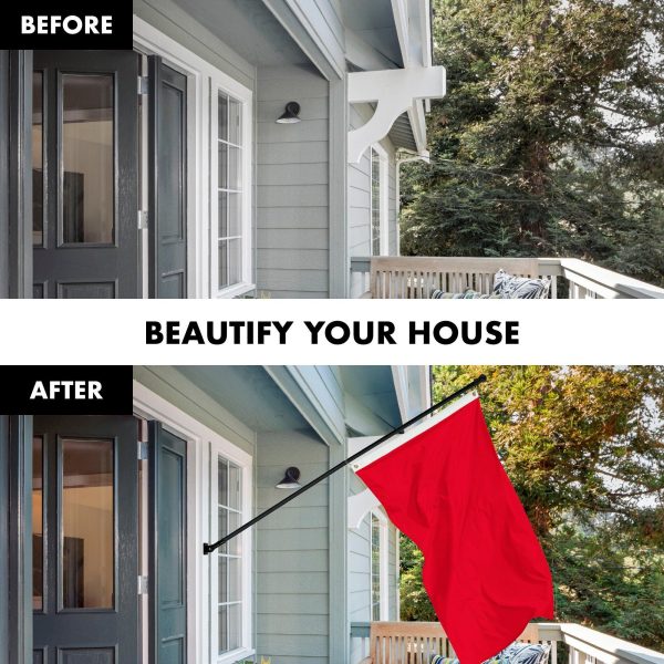 G128 Combo Pack: 6 Feet Tangle Free Spinning Flagpole (Black) Solid Red Flag 3x5 ft Printed 150D Brass Grommets (Flag Included) Aluminum Flag Pole - Image 3
