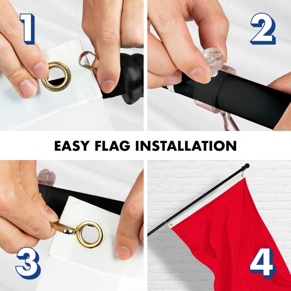 G128 Combo Pack: 6 Feet Tangle Free Spinning Flagpole (Black) Solid Red Flag 3x5 ft Printed 150D Brass Grommets (Flag Included) Aluminum Flag Pole - Image 7