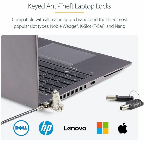 StarTech.com 25-Pack Universal Laptop Lock 6.6ft, Master Keyed Locking Cable, Security Cable, Compatible w/Noble Wedge®/Nano/K-Slot - Image 2