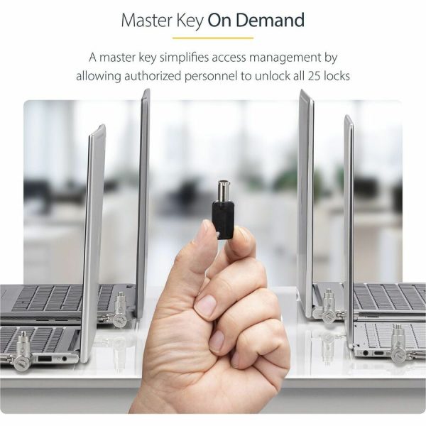 StarTech.com 25-Pack Universal Laptop Lock 6.6ft, Master Keyed Locking Cable, Security Cable, Compatible w/Noble Wedge®/Nano/K-Slot - Image 3