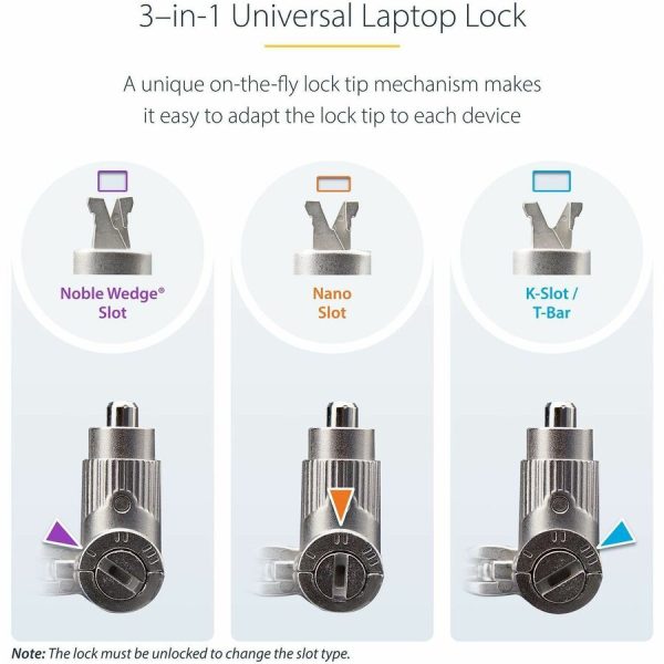 StarTech.com 25-Pack Universal Laptop Lock 6.6ft, Master Keyed Locking Cable, Security Cable, Compatible w/Noble Wedge®/Nano/K-Slot - Image 4