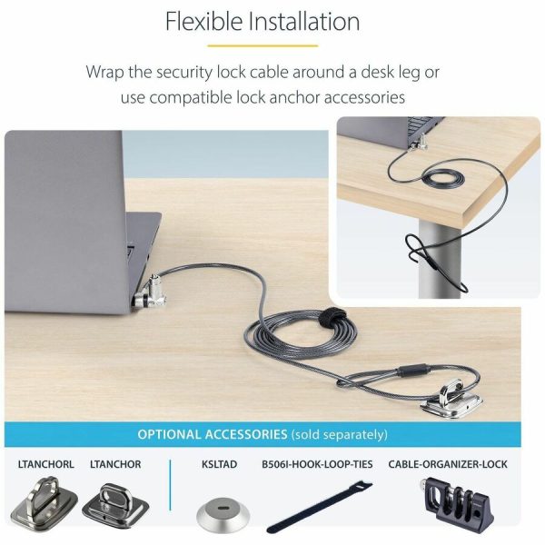 StarTech.com 25-Pack Universal Laptop Lock 6.6ft, Master Keyed Locking Cable, Security Cable, Compatible w/Noble Wedge®/Nano/K-Slot - Image 6