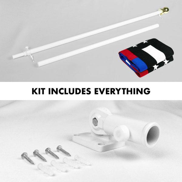 G128 - 6 Feet Tangle Free Spinning Flagpole (White) Thin Blue&Red Line Flag Brass Grommets Spun Polyester 3x5 ft (Flag Included) Aluminum Flag Pole - Image 2