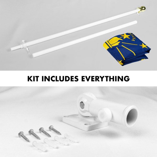 G128 - 6 Feet Tangle Free Spinning Flagpole (White) Indiana Flag Brass Grommets Embroidered 3x5 ft (Flag Included) Aluminum Flag Pole - Image 2