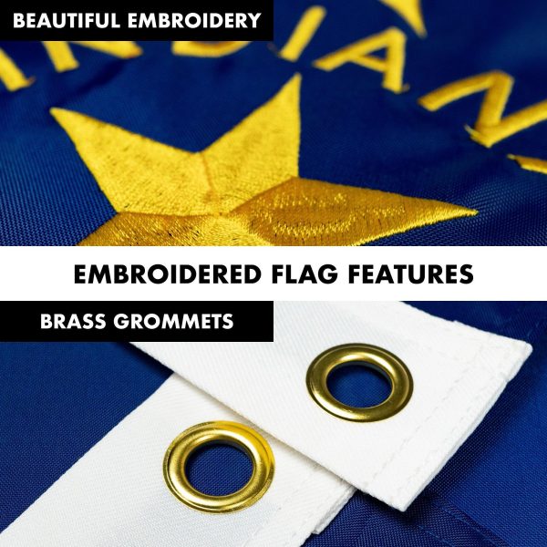 G128 - 6 Feet Tangle Free Spinning Flagpole (White) Indiana Flag Brass Grommets Embroidered 3x5 ft (Flag Included) Aluminum Flag Pole - Image 4