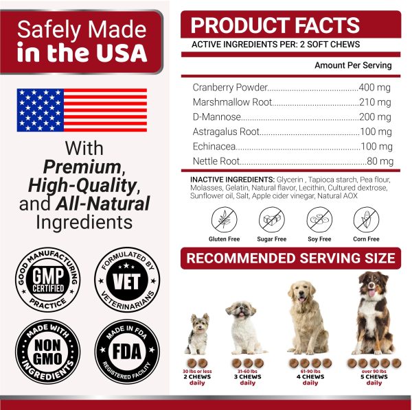 Dog UTI Treatment   170 Treats   Cranberry Supplement for Dogs   Bladder Control for Dogs   Dog Urinary Tract Infection Treatment   UTI Medicine for Dogs Multivitamin   Dog Vitamins and Supplements - Image 6