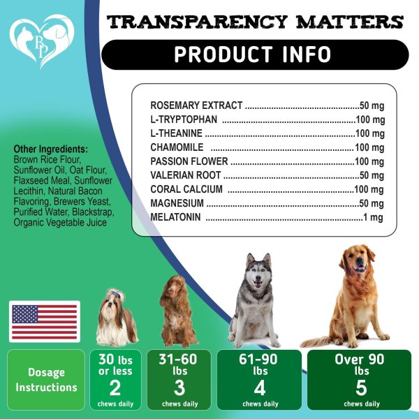 Hemp Calming Chews for Dogs & Puppy Pet Separation Anxiety Relief Treats & Calm Aggressive Behavior   Melatonin Anti Stress Treatment Help with Thunder Sleep Aid   Made in USA (Bacon (For Dogs)) - Image 5