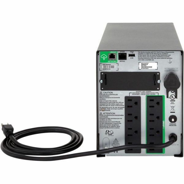 [TAA] APC Smart-UPS, Line Interactive, 1000VA, Tower, 120V, 8x NEMA 5-15R outlets, SmartConnect Port+SmartSlot, AVR, LCD, TAA - Image 2