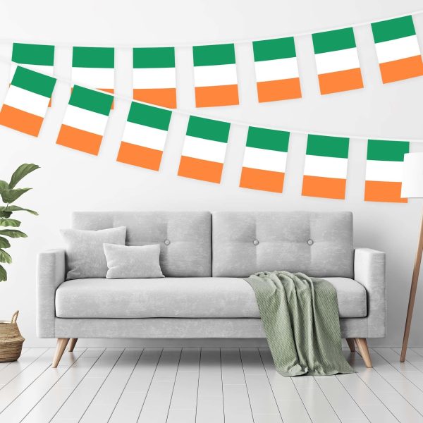G128 Ireland Irish Bunting Banner | Flag 8.2 x 5.5 Inch, Full String 33 Feet | Printed 150D Polyester, Decorations For Bar, School, Festival Events Celebration - Image 2