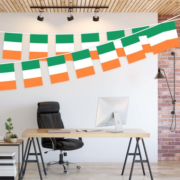 G128 Ireland Irish Bunting Banner | Flag 8.2 x 5.5 Inch, Full String 33 Feet | Printed 150D Polyester, Decorations For Bar, School, Festival Events Celebration - Image 3