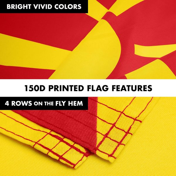 G128 Combo Pack: 6 Ft Tangle Free Spinning Flagpole (Black) & Macedonia Flag 3x5 Ft Printed 150D Polyester, Brass Grommets (Flag Included) Aluminum Flag Pole - Image 5